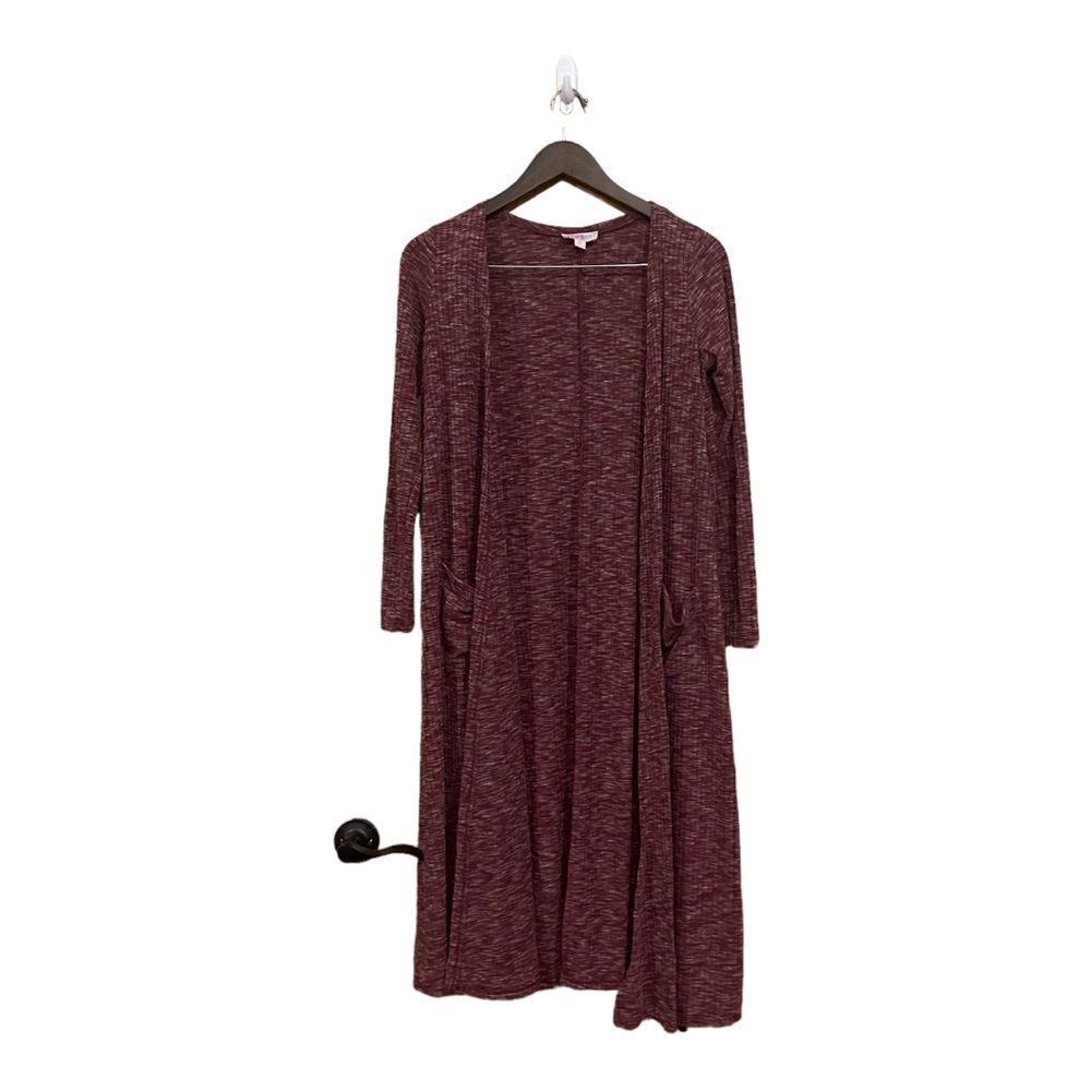 LuLaRoe Purple Sarah Textured Pocket Long Duster Women Small